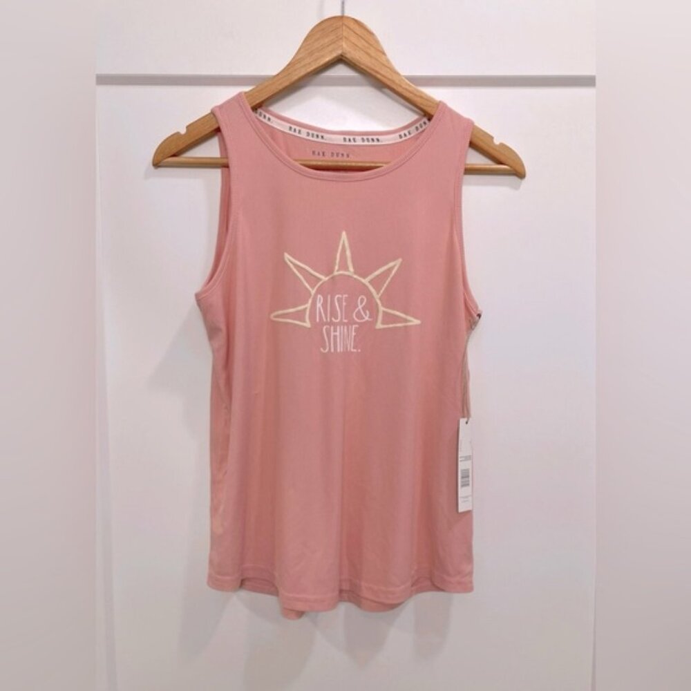 Rae Dunn NWT Rise & Shine Tank Textured Size Small Top in Quartz Pink ☀️